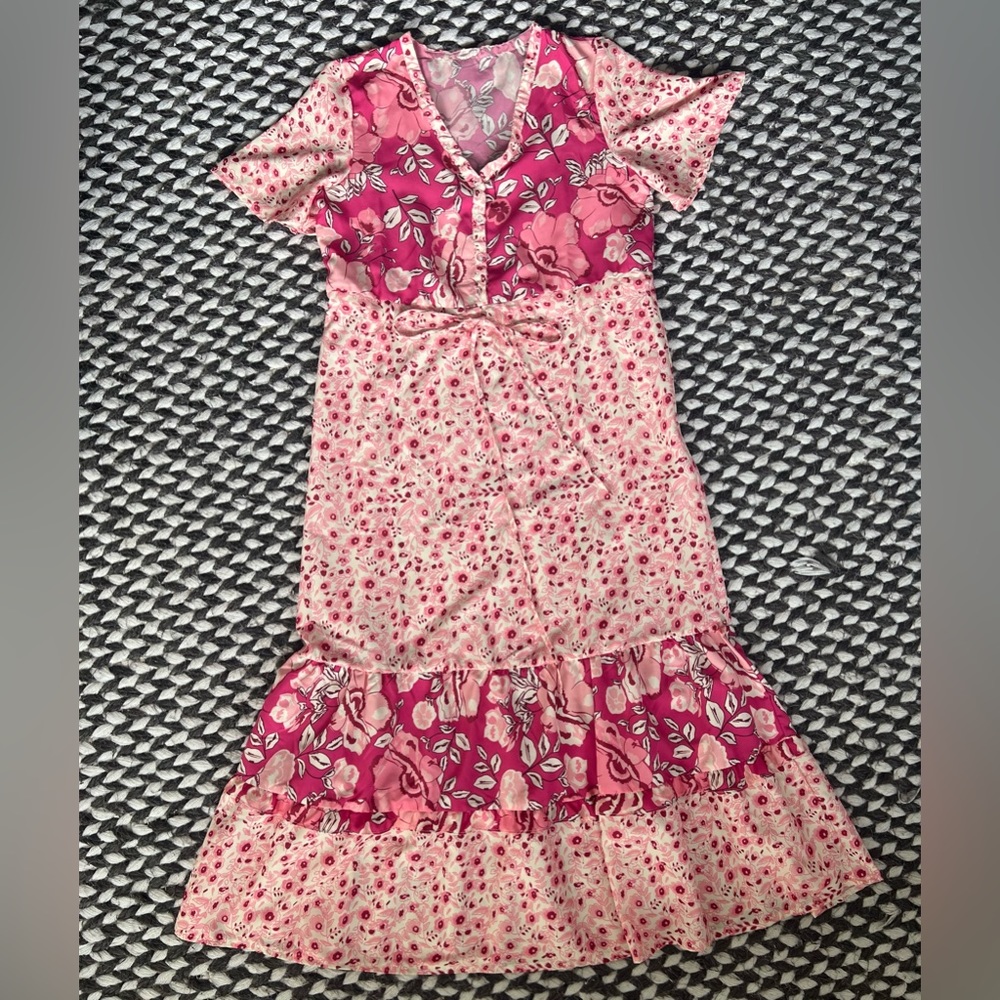 White and Pink Patterned Dress